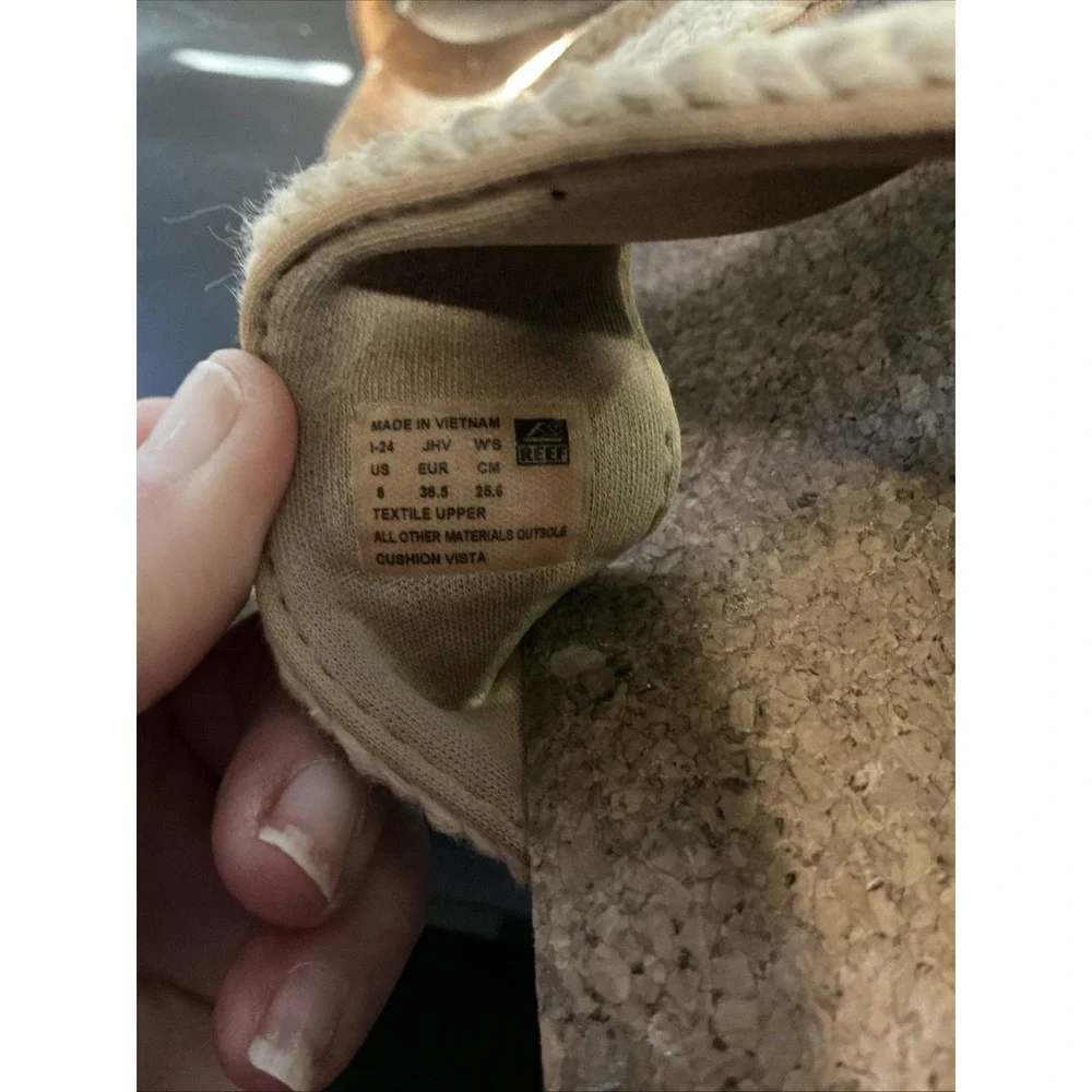 Reef Cushion Vista Natural Crochet Womens Slides Sandals Beige Size 8